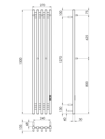 Полотенцесушитель электрический Gloss & Reiter URBAN Э2.К.24х150.PI5 Таймер.черный - фото 2